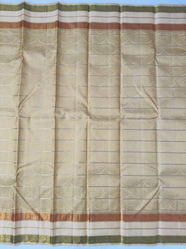 Exclusive Kanchivaram Designer Pure Silk Pure Zari Silk Saree | Beige & Gold | Handwoven | Ships from California